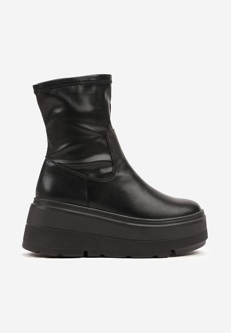 Czarne Botki Vices w Stylu Tech Gothic na Platformie Niorna