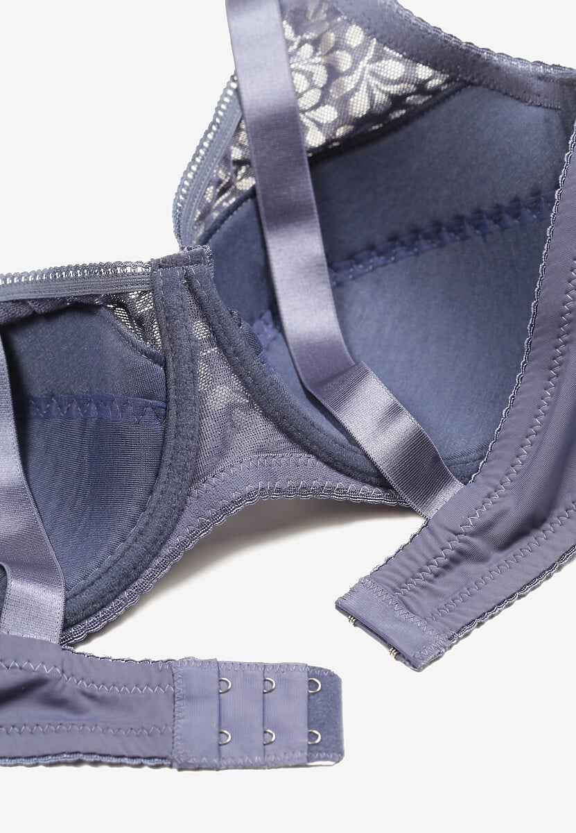 Granatowo-Szary Biustonosz Full Cup z Ramiączkami z Regulacją Posofia