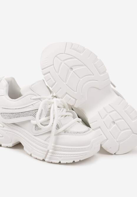 Białe Sneakersy na Platformie z Grubymi Sznurówkami Kilanne