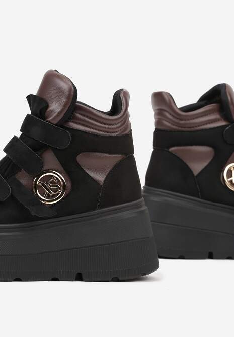 Czarno-Brązowe Botki Sneakersy Vices na Platformie w Stylu Y2K Gelira
