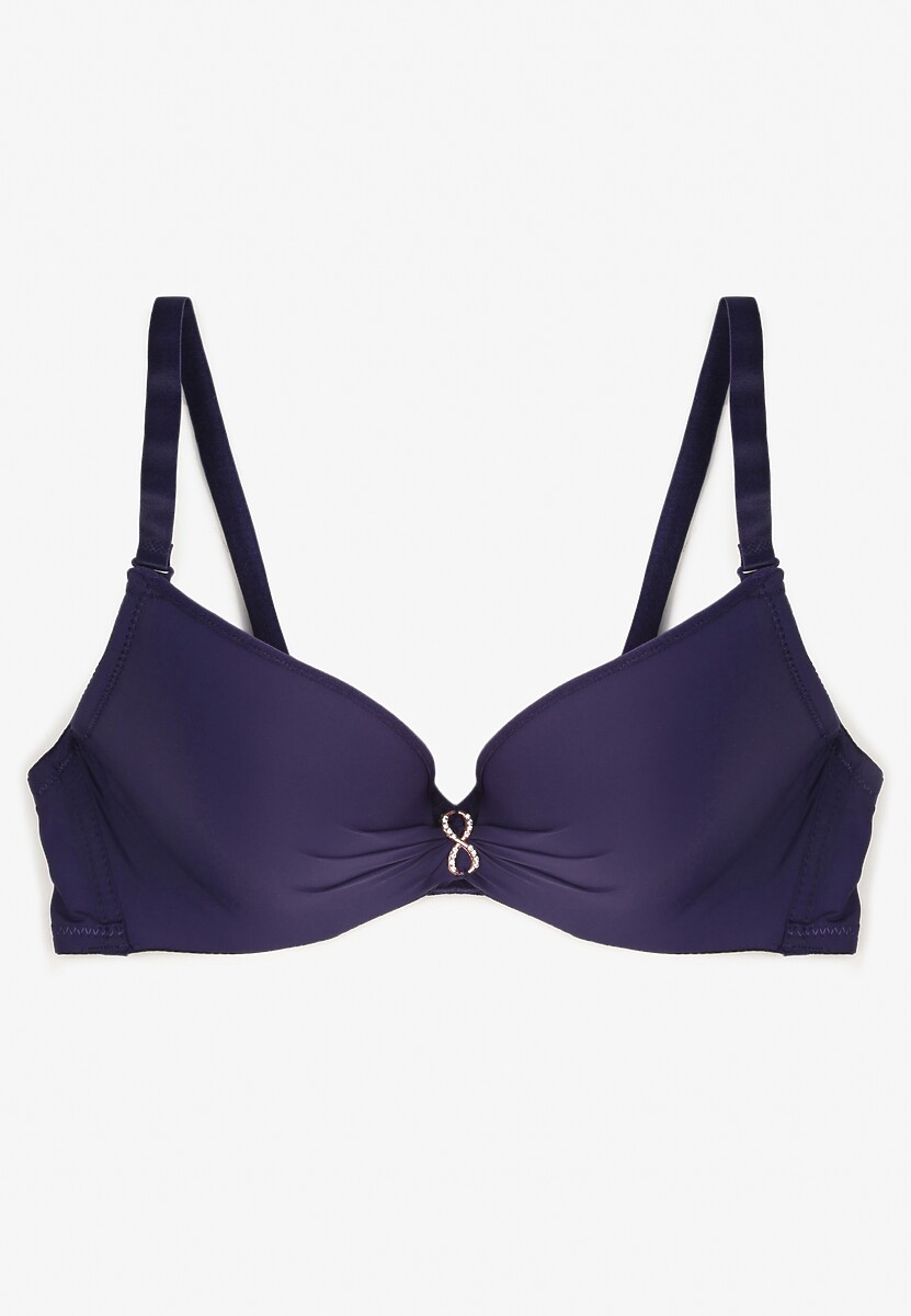 Granatowy Biustonosz z Aplikacją z Cyrkonii Abantia