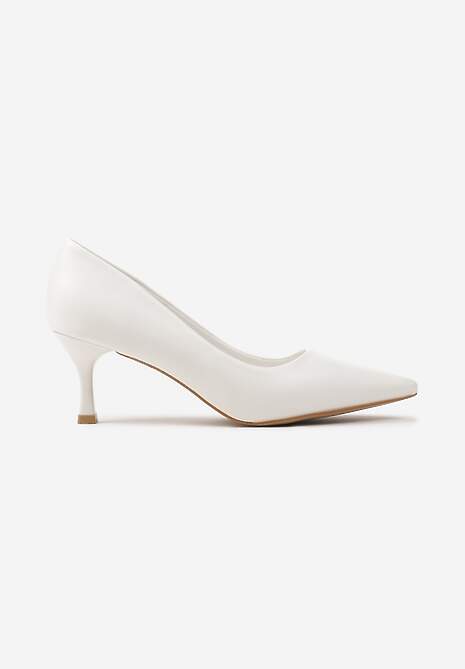 Białe Czółenka na Niskiej Szpilce ze Szpiczastym Noskiem Unita