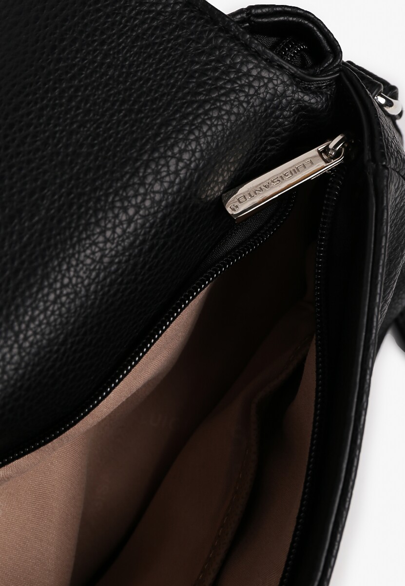 Czarna Torebka Ozdobiona Metaliczną Aplikacją Sonarianis