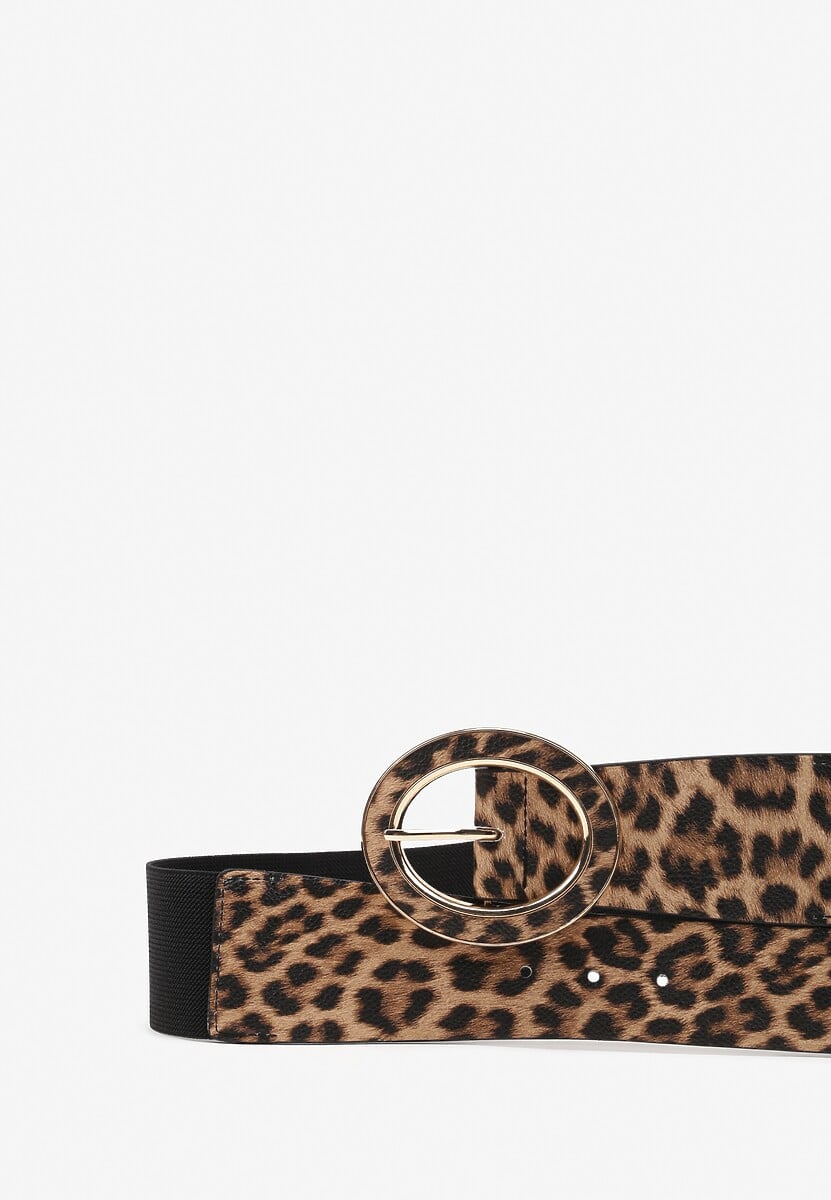 Brązowy Pasek w Panterkowy Wzór z Elegancką Klamrą Nelianael