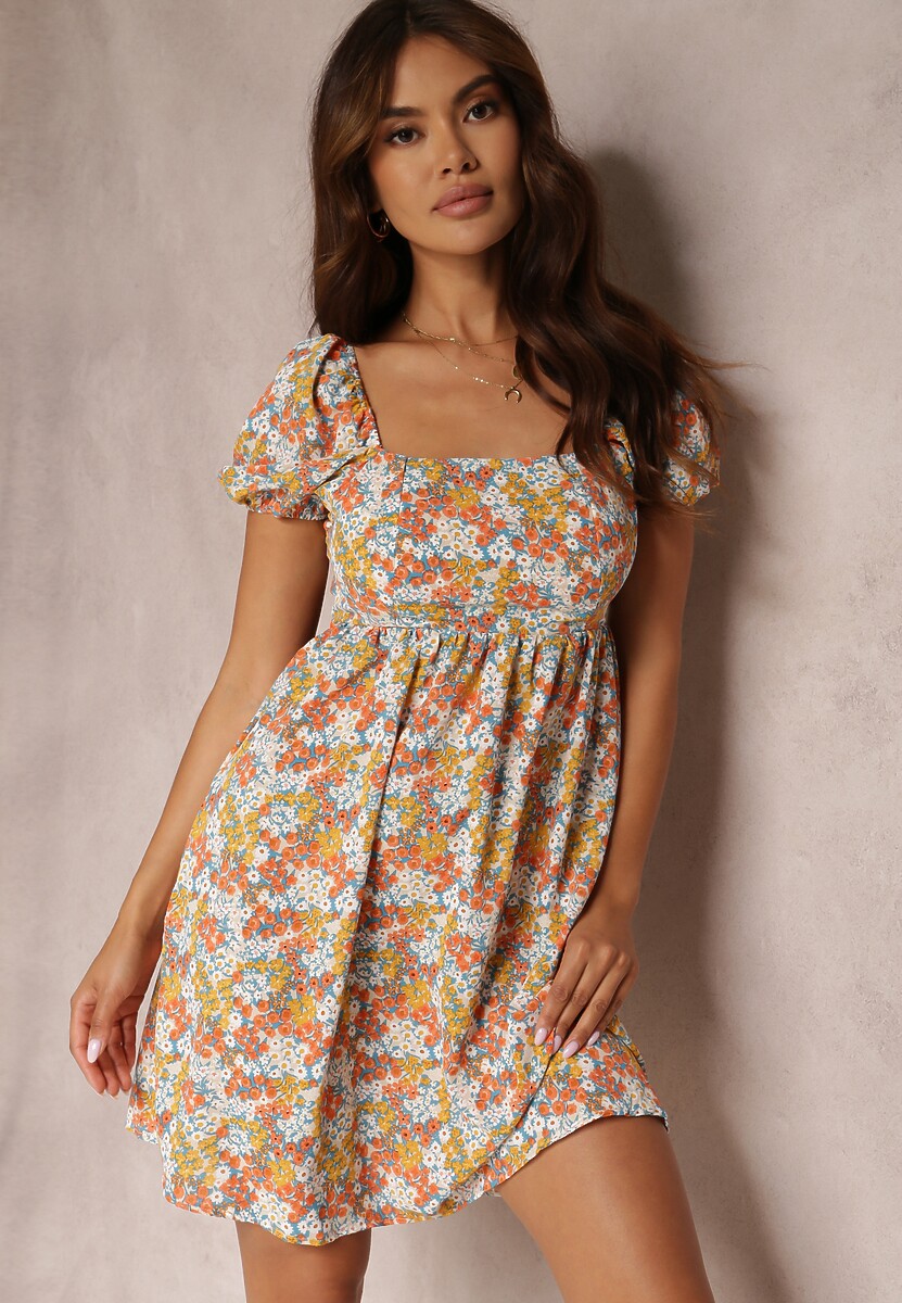 Beżowo-Pomarańczowa Sukienka Josmy