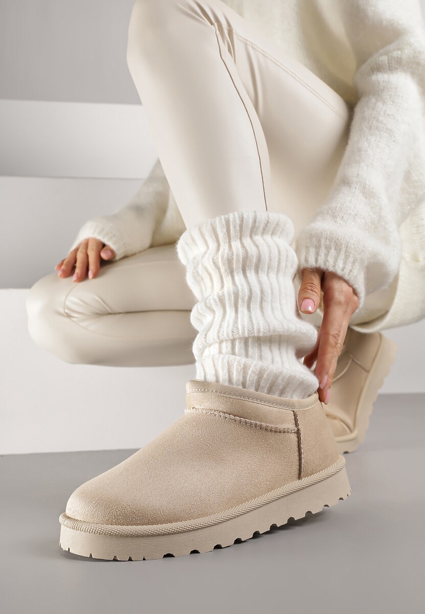 Brązowe w krowie łaty Niskie Śniegowce o Wsuwanym Fasonie Alodra