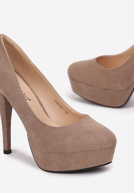 Ciemnobeżowe Szpilki Janney