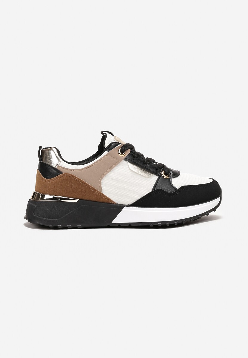 Czarne Sneakersy z Błyszczącymi Wstawkami Resata