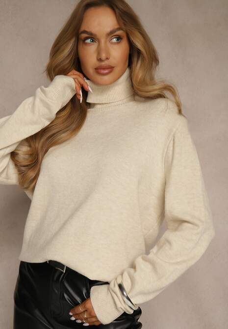 Jasnobeżowy Casualowy Golf z Bawełną i Wełną Reillisa