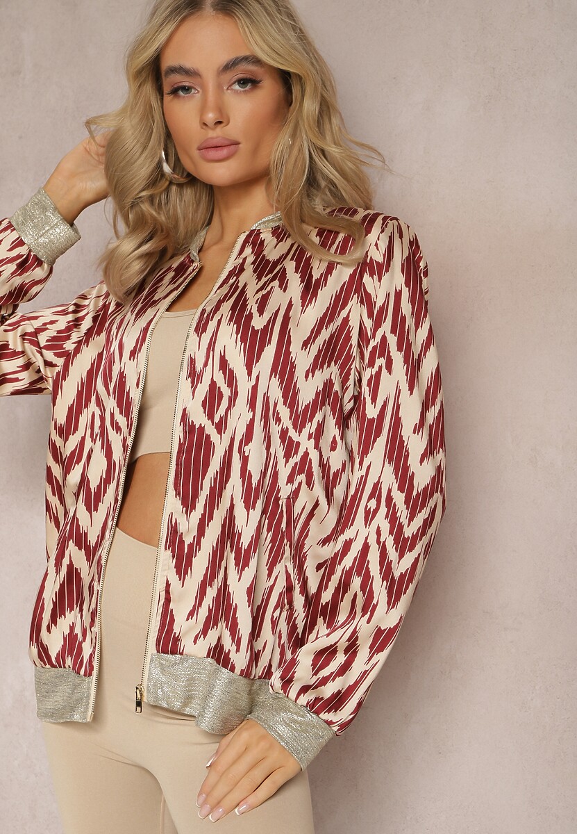 Bordowa Połyskująca Bluza typu Bomberka Zasuwana Niatas