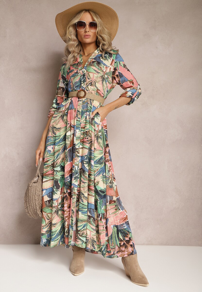 Niebiesko-Zielona Sukienka Basomela