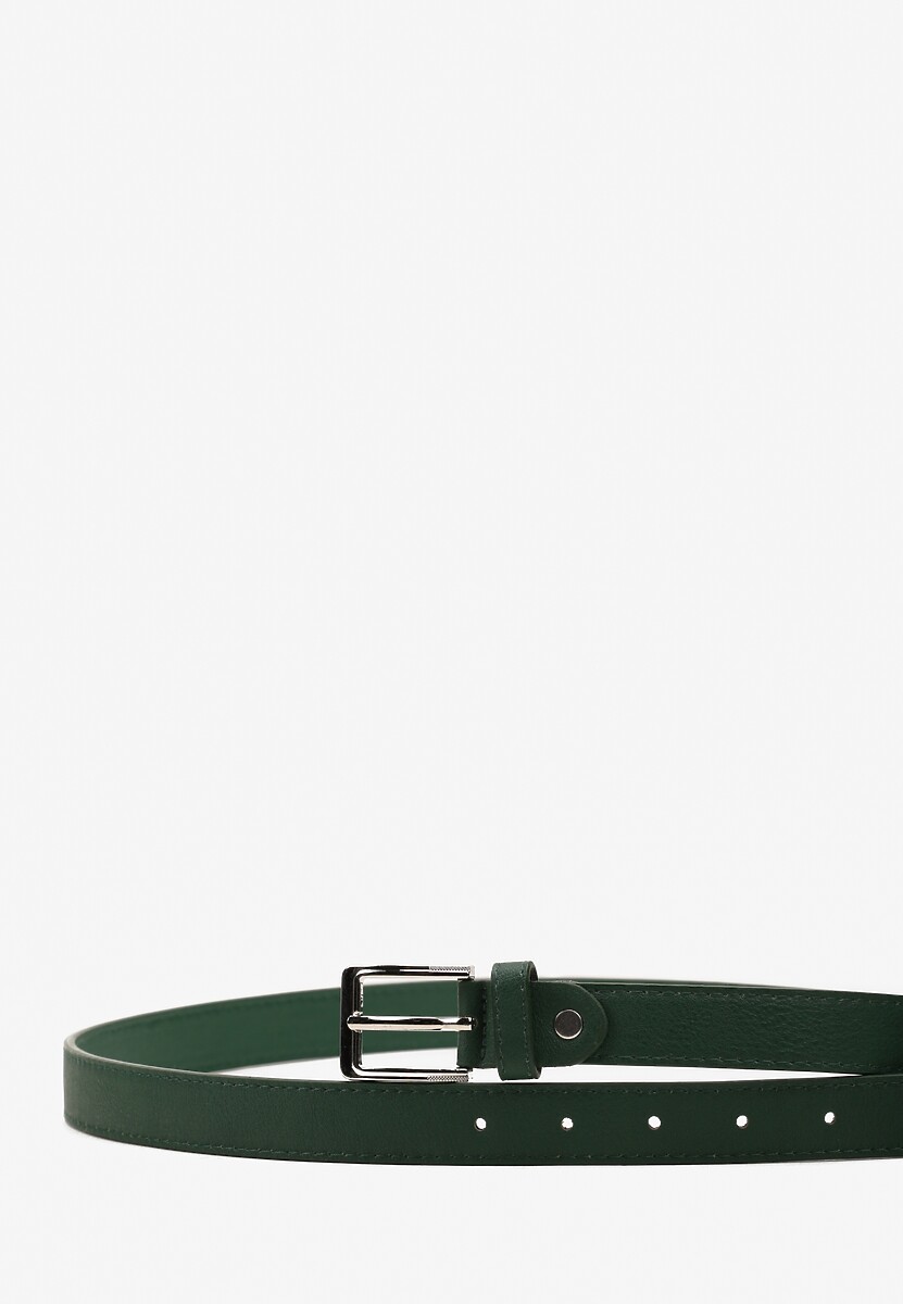 Ciemnozielony Pasek z Imitacji Skóry z Prostokątną Klamrą Miverisa