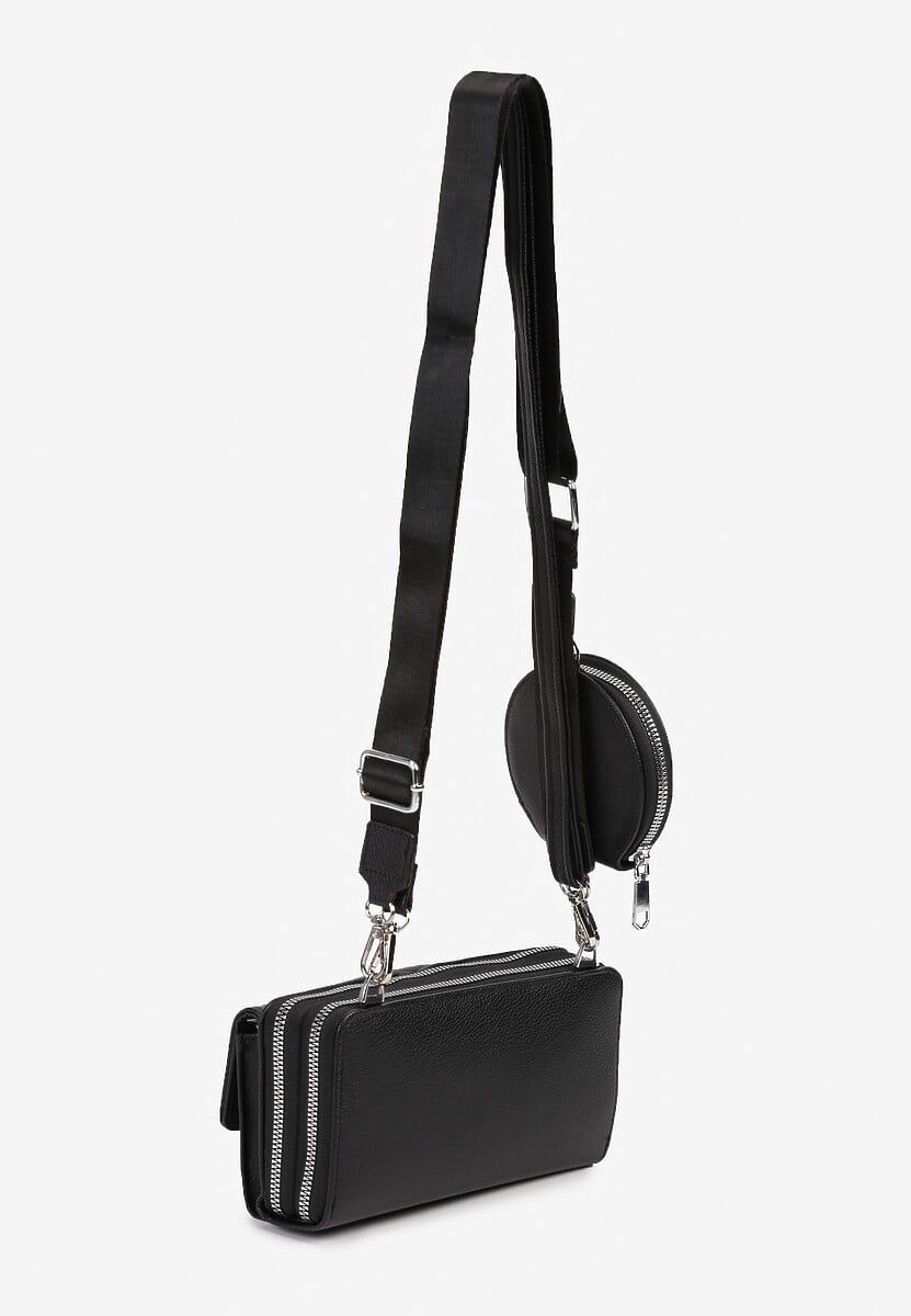 Czarna Mała Torebka z Dwiema Komorami i Dodatkowymi Odpinanymi Paskami Sialitha