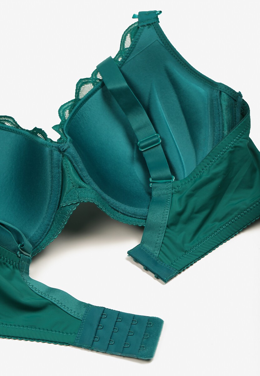 Zielony Koronkowy Biustonosz Ozdobiony Cyrkoniami Neloris