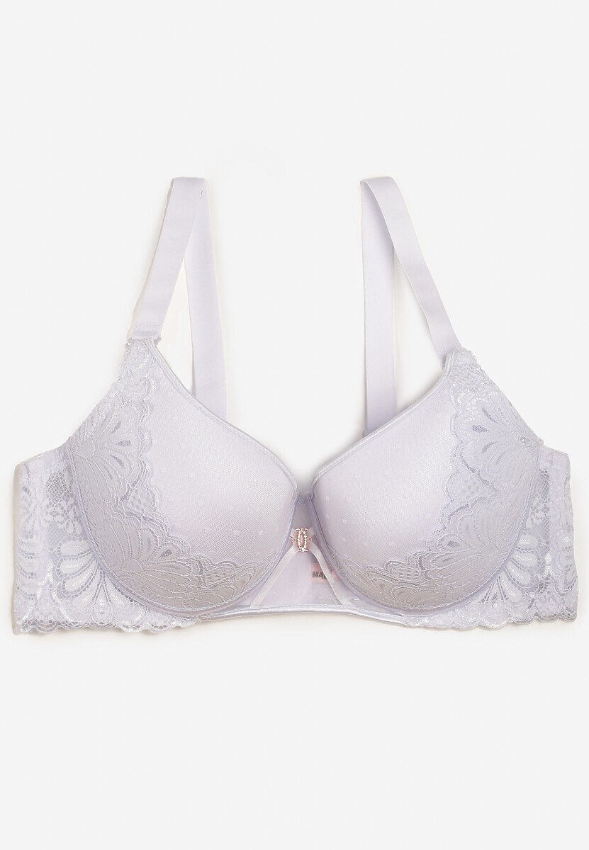 Biały Biustonosz Full Cup Pokryty Koronką Hiacinthia