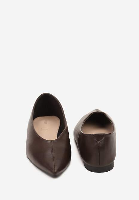 Brązowe Balerinki Vices z Noskiem w Szpic i Skórzaną Wkładką Belviie