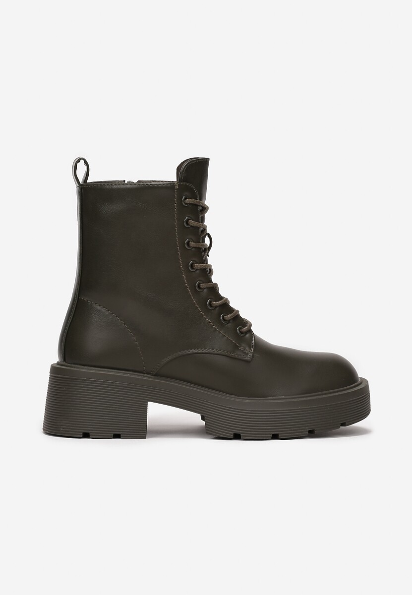 Zielone Botki Workery na Grubej Podeszwie Savoy