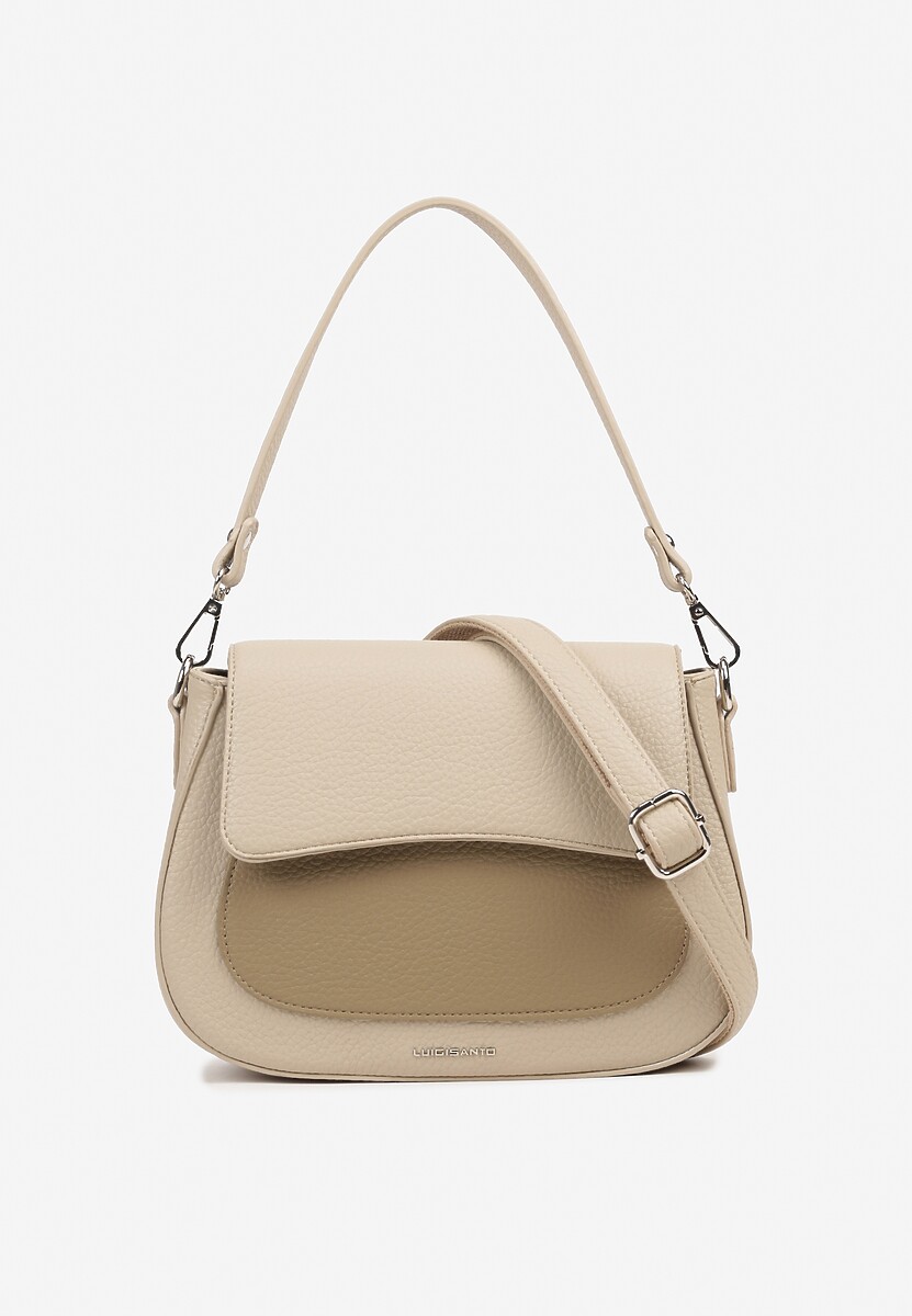 Ciemnobeżowa Torebka o Fasonie Listonoszki z Odpinanym Paskiem i Rączką Claranne