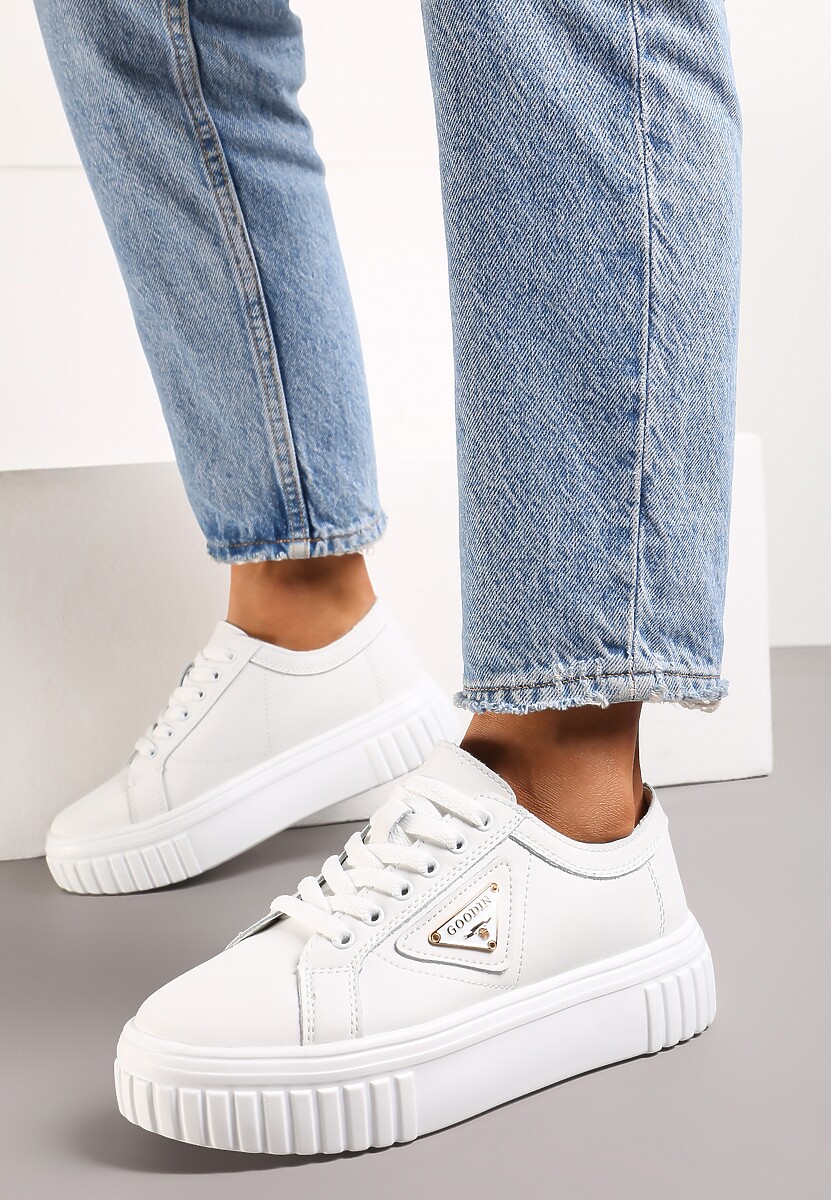 Białe Sneakersy Skórzane na Platformie  Ulvinasa