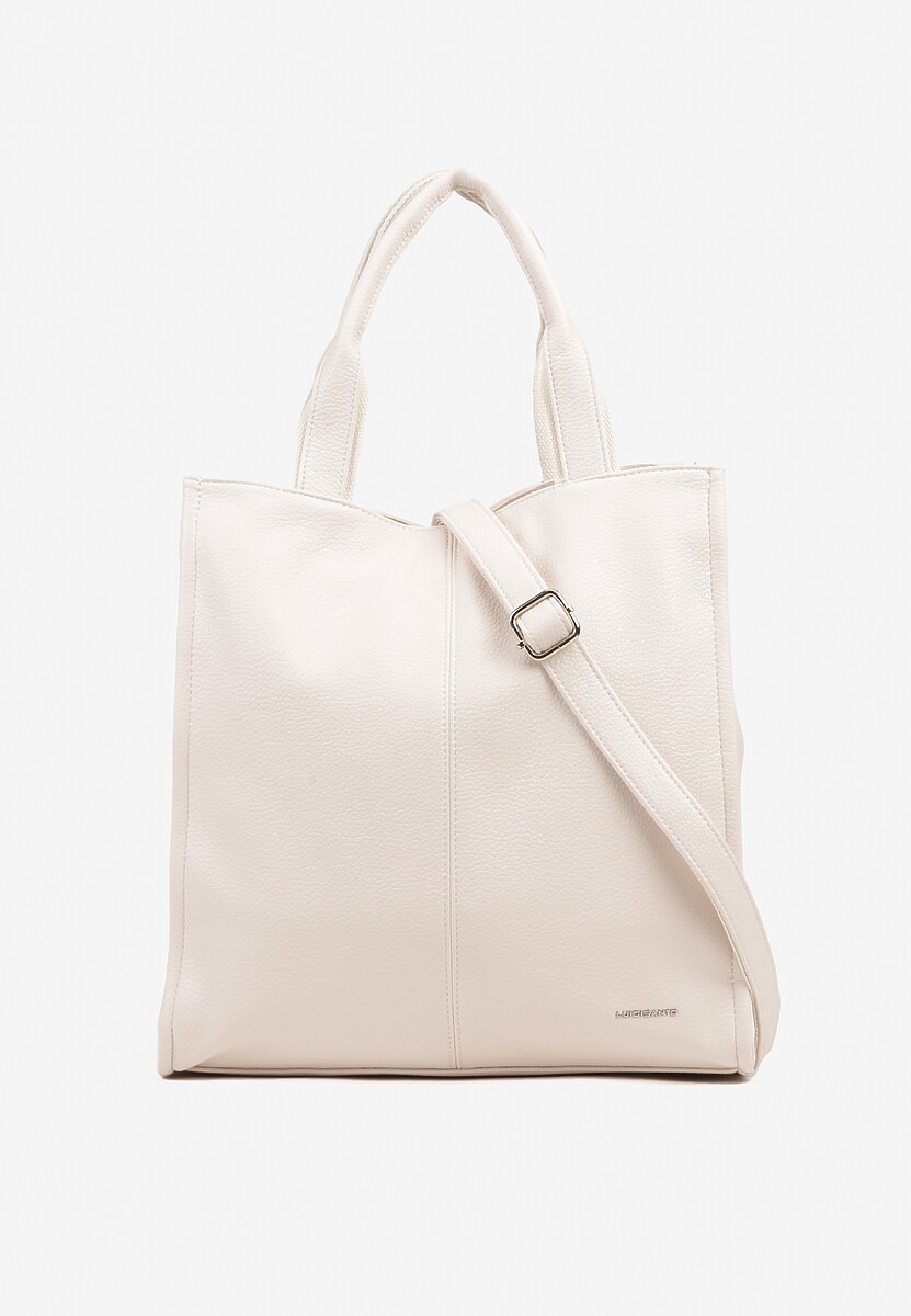 Beżowa Duża Torebka Shopper Tote z Regulowanym Paskiem Sorielleza