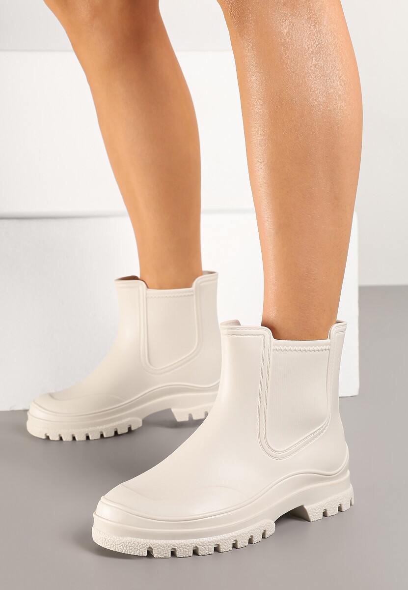 Beżowe Kalosze w Stylu Sztybletów Aslovia