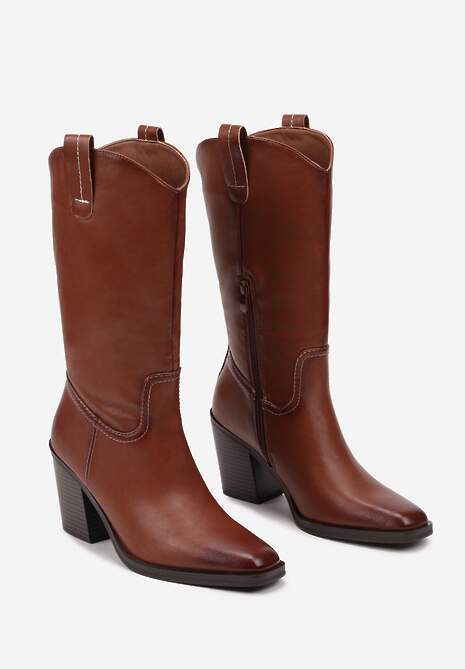 Brązowe Kozaki Kowbojki na Słupku Laoniae