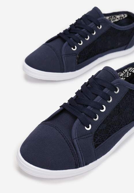 Granatowe Tenisówki z Ażurowymi Wstawkami Po Bokach Salessa