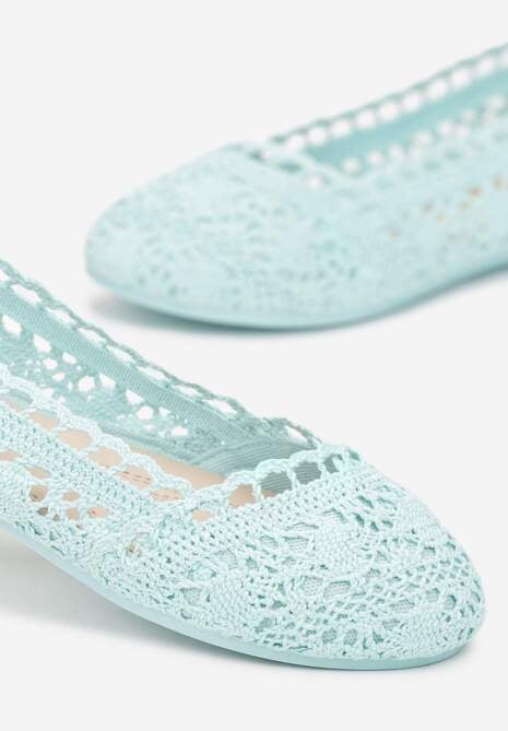 Zielone Balerinki Koronkowe Sham