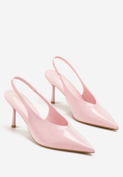 Różowe Czółenka Sandały Slingback Vices na Obcasie Typu Szpilka Tilionea