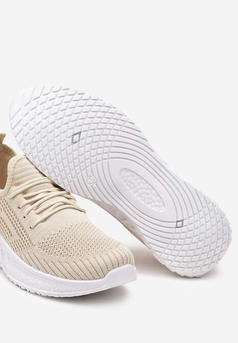 Beżowo-Białe Buty Sportowe Bemostom