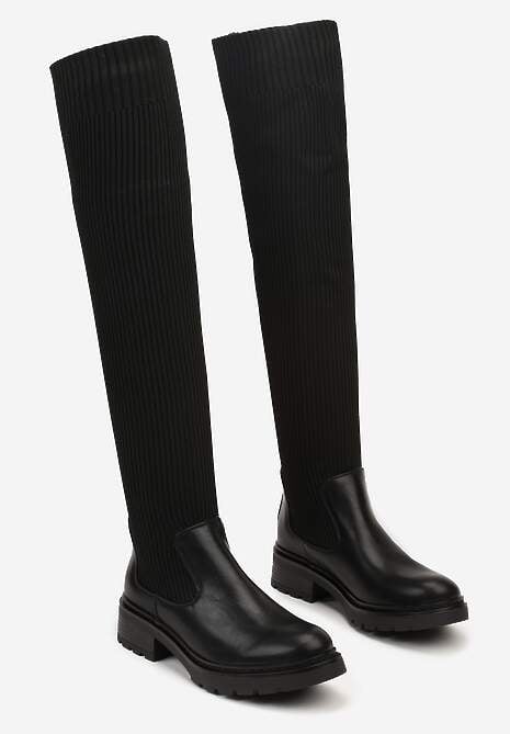 Czarne Kozaki z Elastyczną Cholewką Brygoros