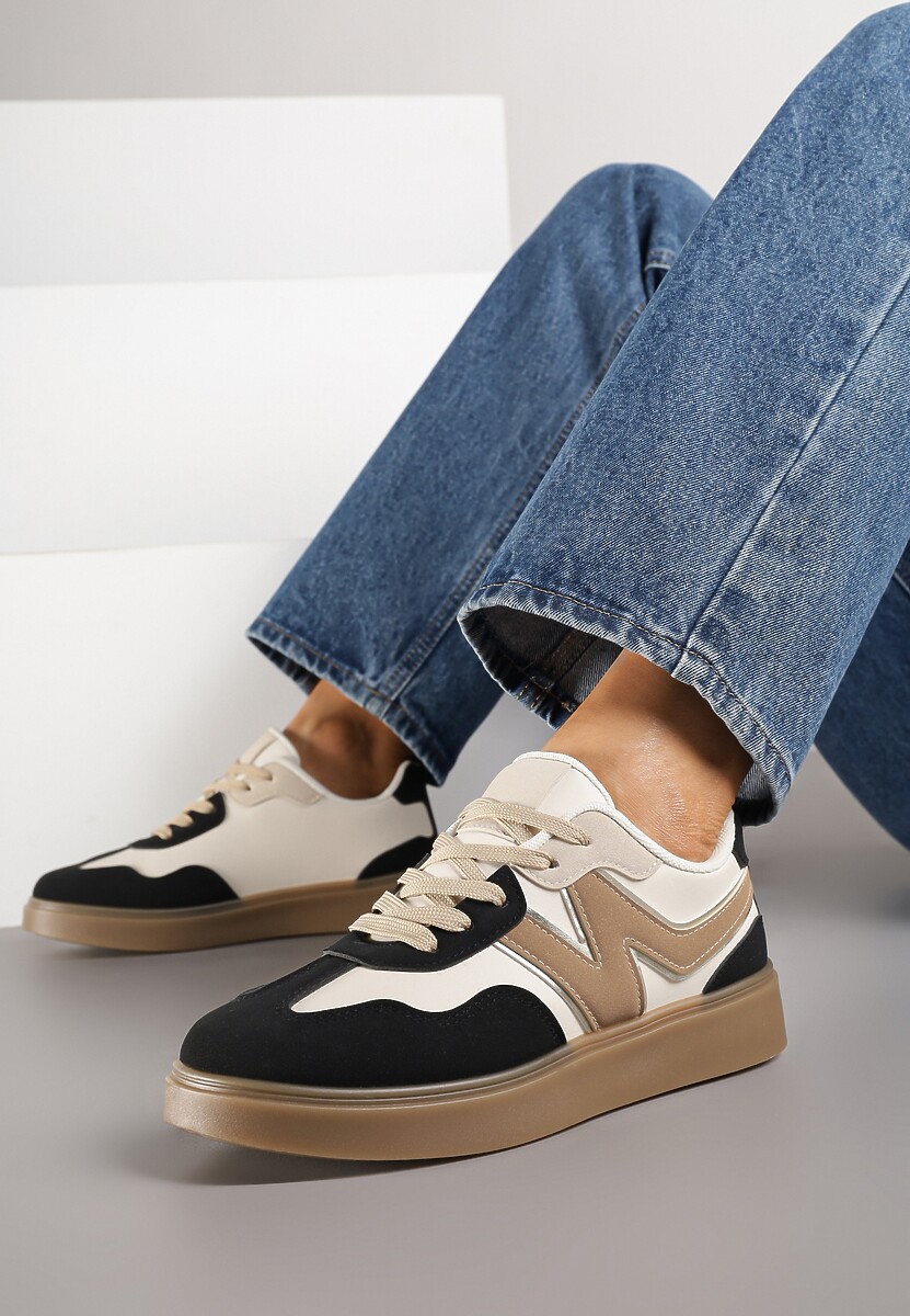 Czarne Sneakersy Ozdobione Geometrycznym Motywem Benike