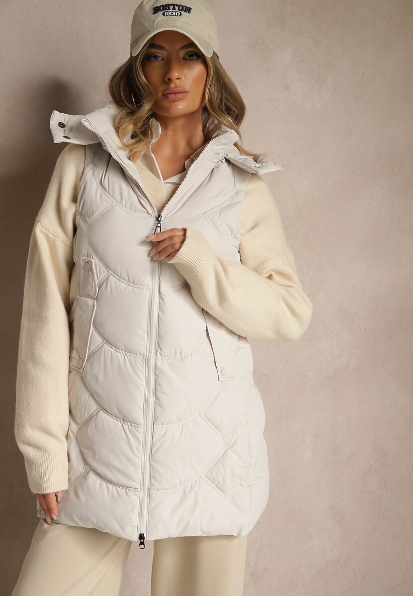 Czarna Pikowana Kamizelka z Odpinanym Kapturem Tulanea