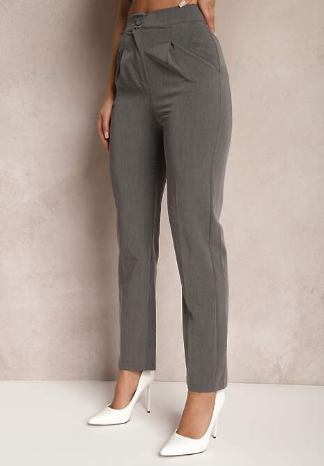Szare Spodnie Garniturowe High Waist Zimara