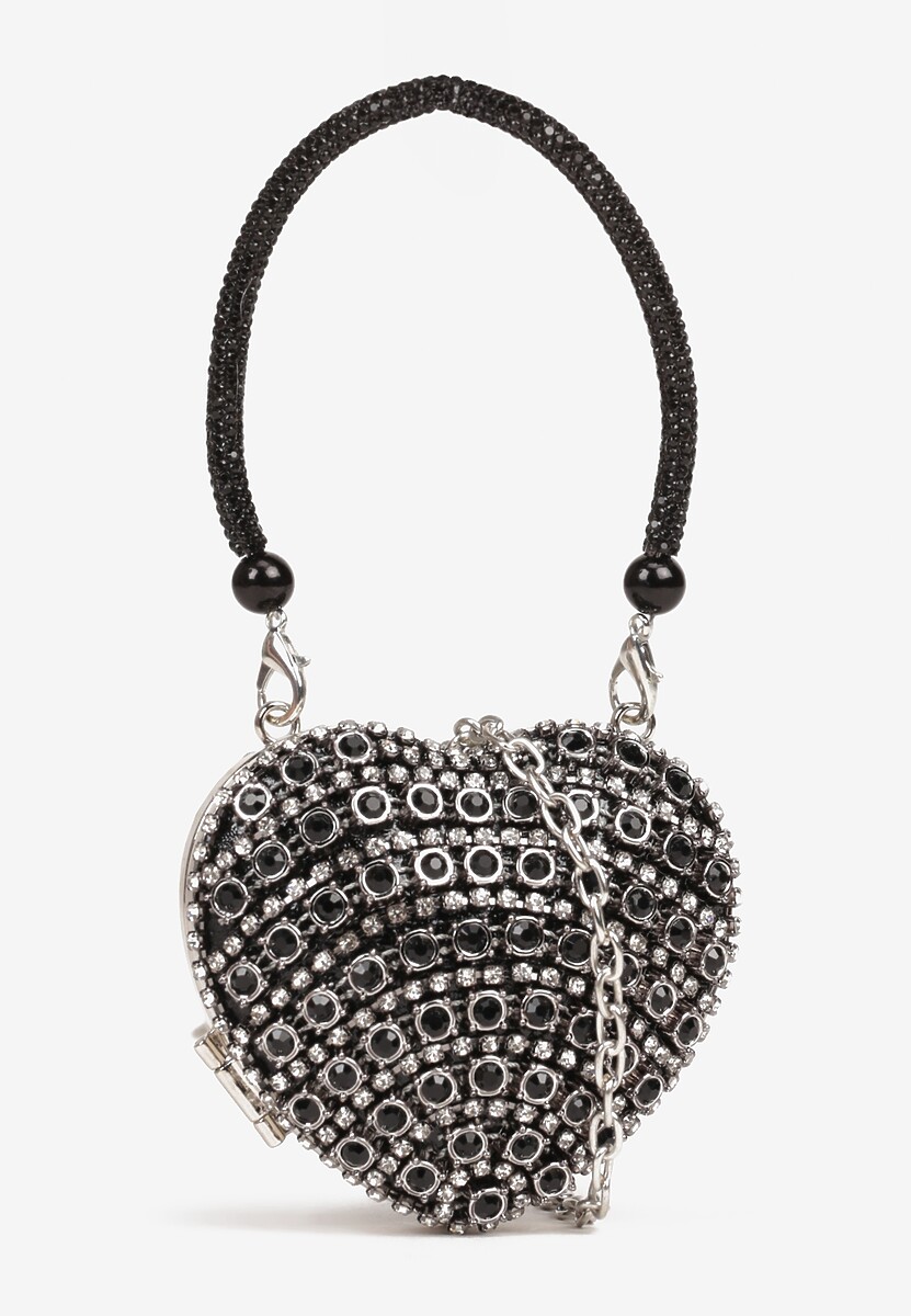 Złota Koktajlowa Torebka Serce Ozdobiona Cyrkoniami Deodore