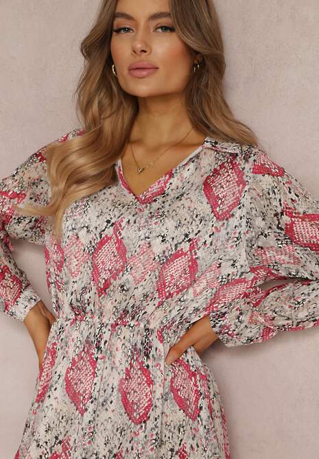 Beżowo-Bordowa Rozkloszowana Sukienka z Błyszczącą Nitką i Sznurkiem Fornid