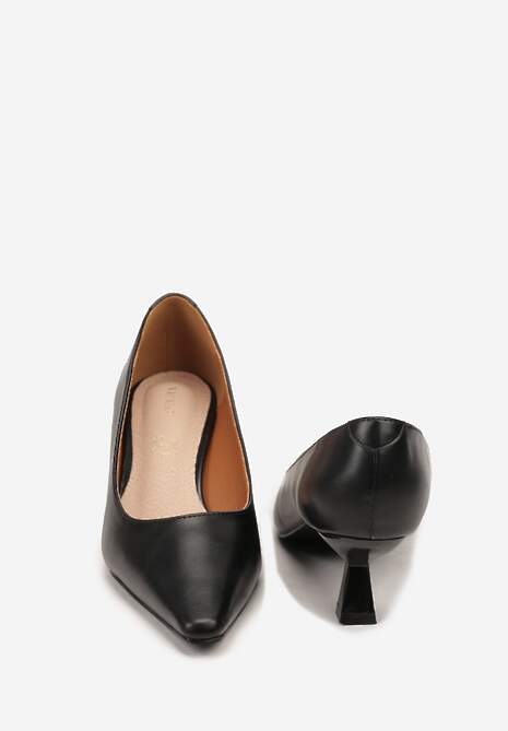 Czarne Czółenka Vices na Kaczuszce z Wkładką ze Skóry Naturalnej Nalibre