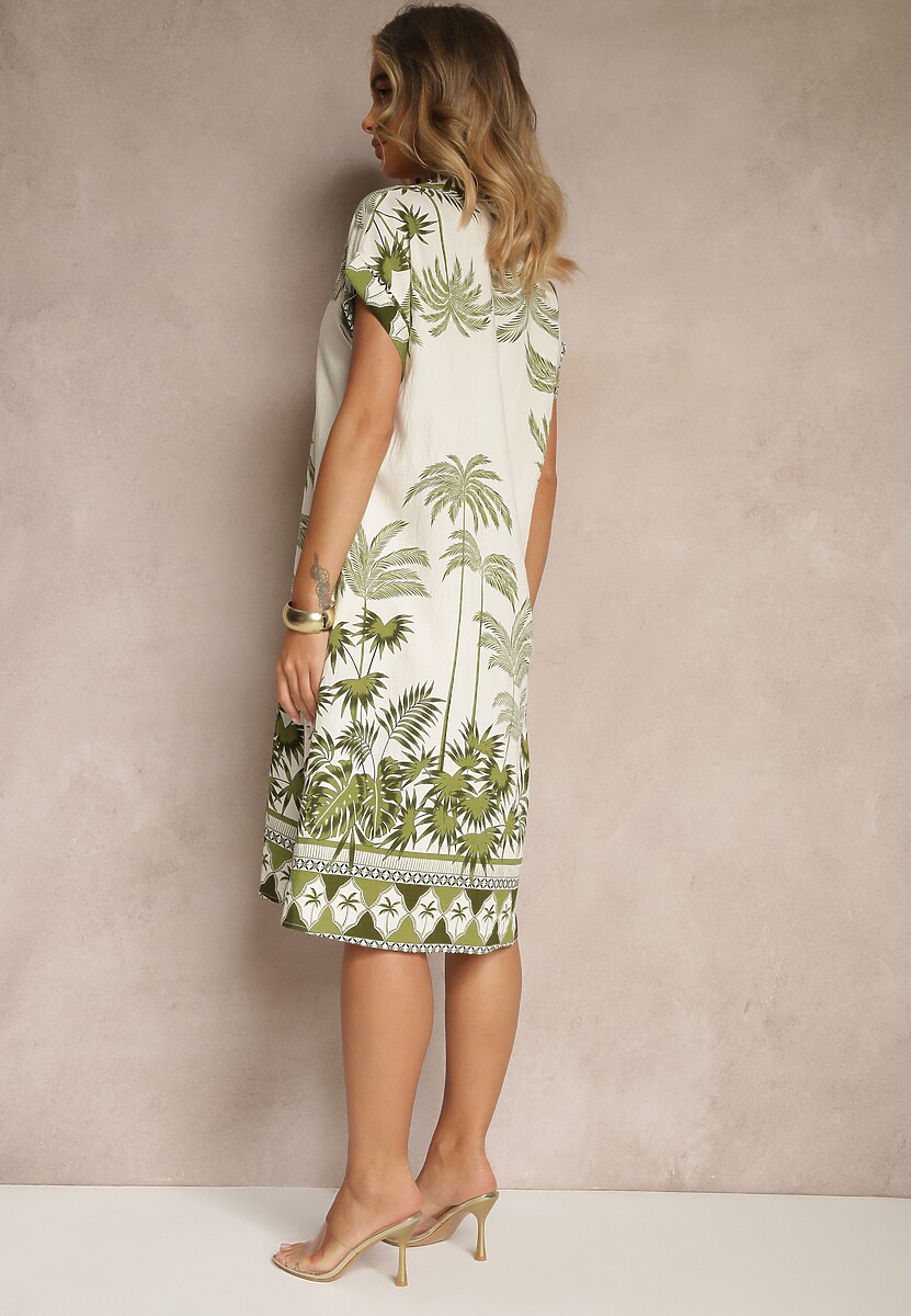 Zielona Sukienka Oversize z Wiskozą o Koszulowym Kroju Folavira