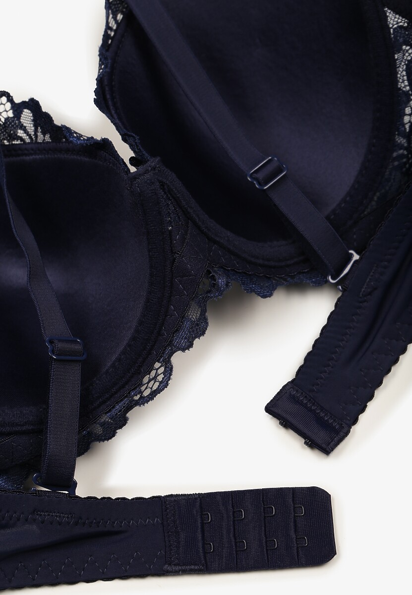 Granatowy Biustonosz Ozdobiony Koronką Vonavia