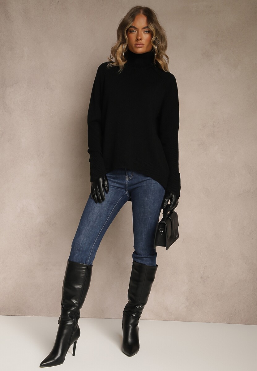 Czarny Golf z Domieszką Kaszmiru o Prostym Kroju Zoirsova