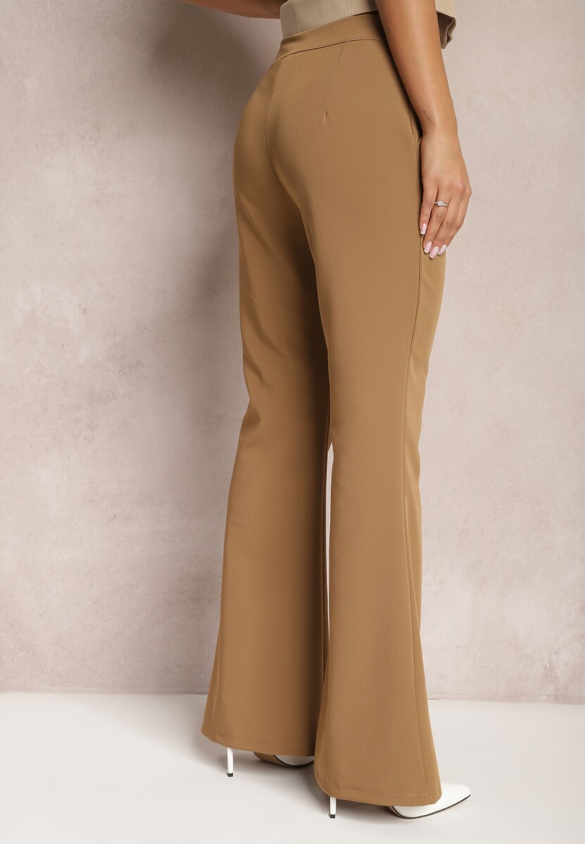 Brązowe Spodnie Dzwony High Waist Enyselle