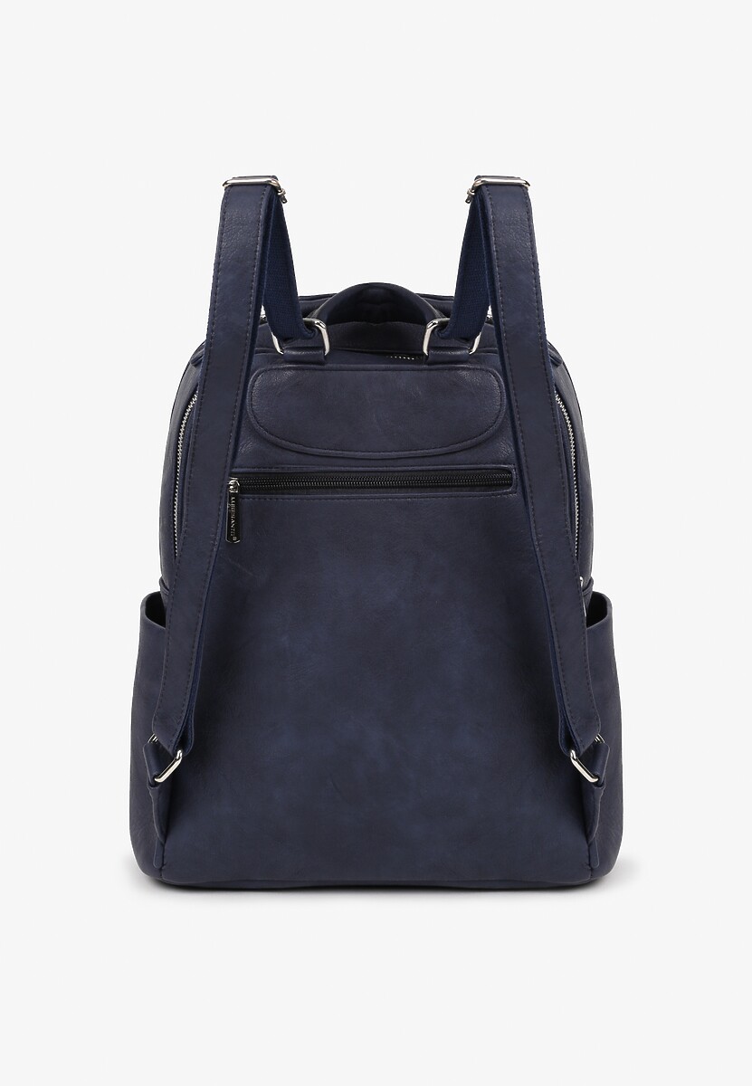 Granatowy Trapezowy Plecak z Dwiema Komorami i Rączką Damilora