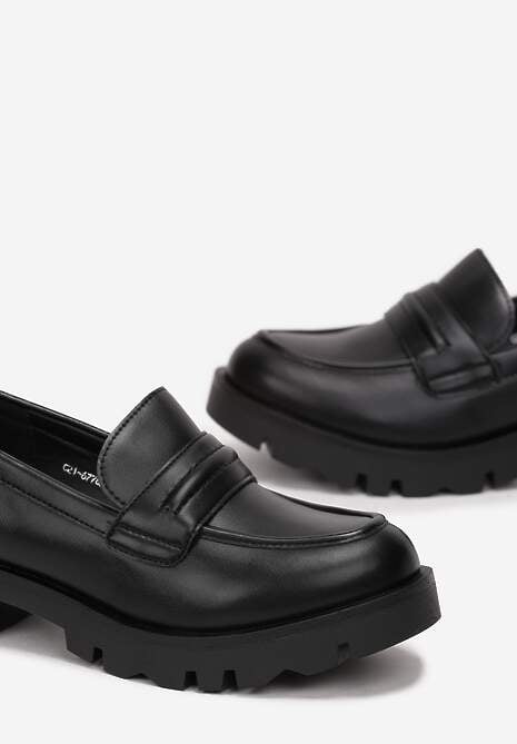 Czarne Mokasyny z Wkładką ze Skóry Naturalnej Tzipora