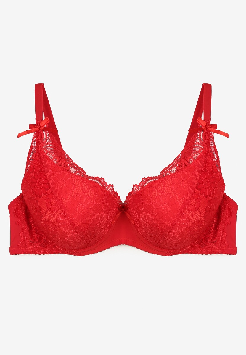 Czerwony Koronkowy Biustonosz z Ramiączkami z Możliwością Regulacji Canesi