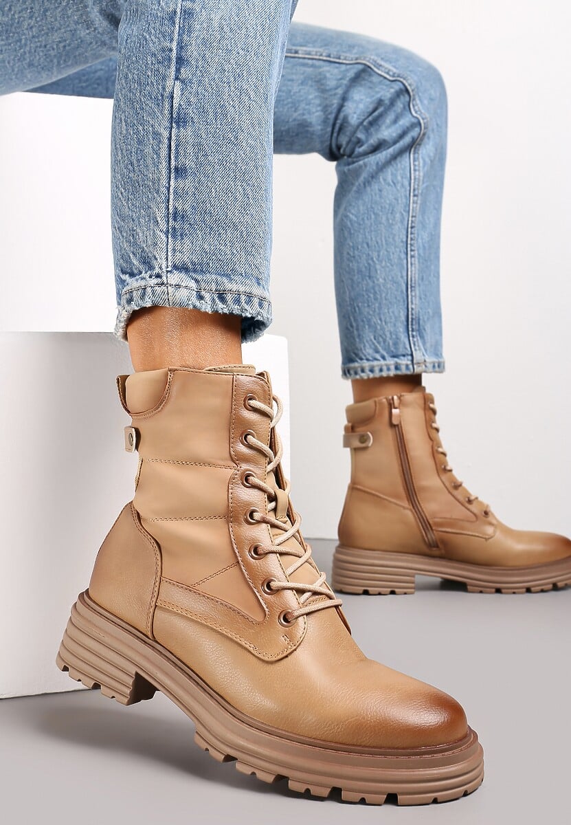 Czarne Botki w Stylu Workerów Grunge Lenikka