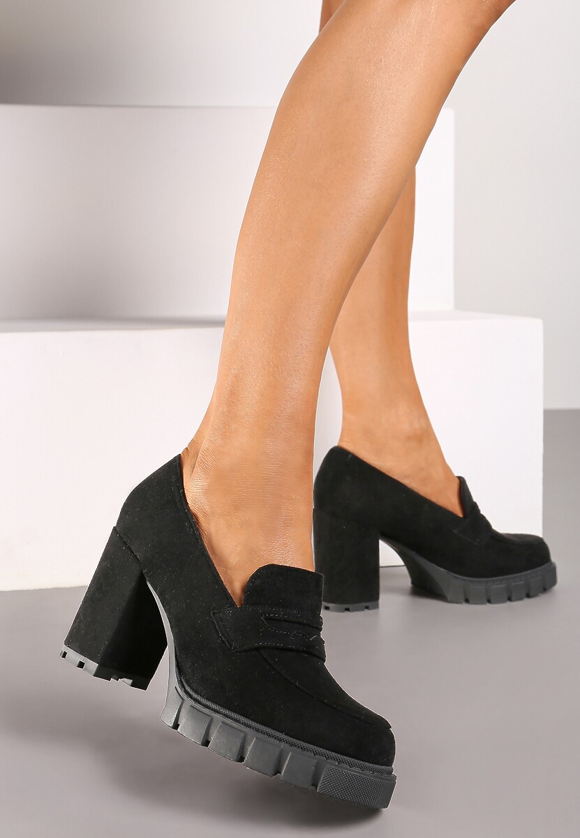 Czarne Czółenka na Słupkowym Obcasie Relialia