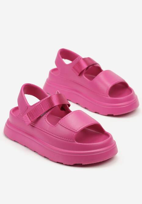 Fuksjowe Sandały z Pianki na Platformie Zapinane na Rzep Rosavinea