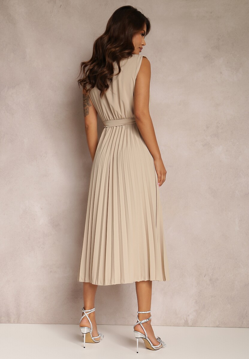 Beżowa Sukienka Volantis