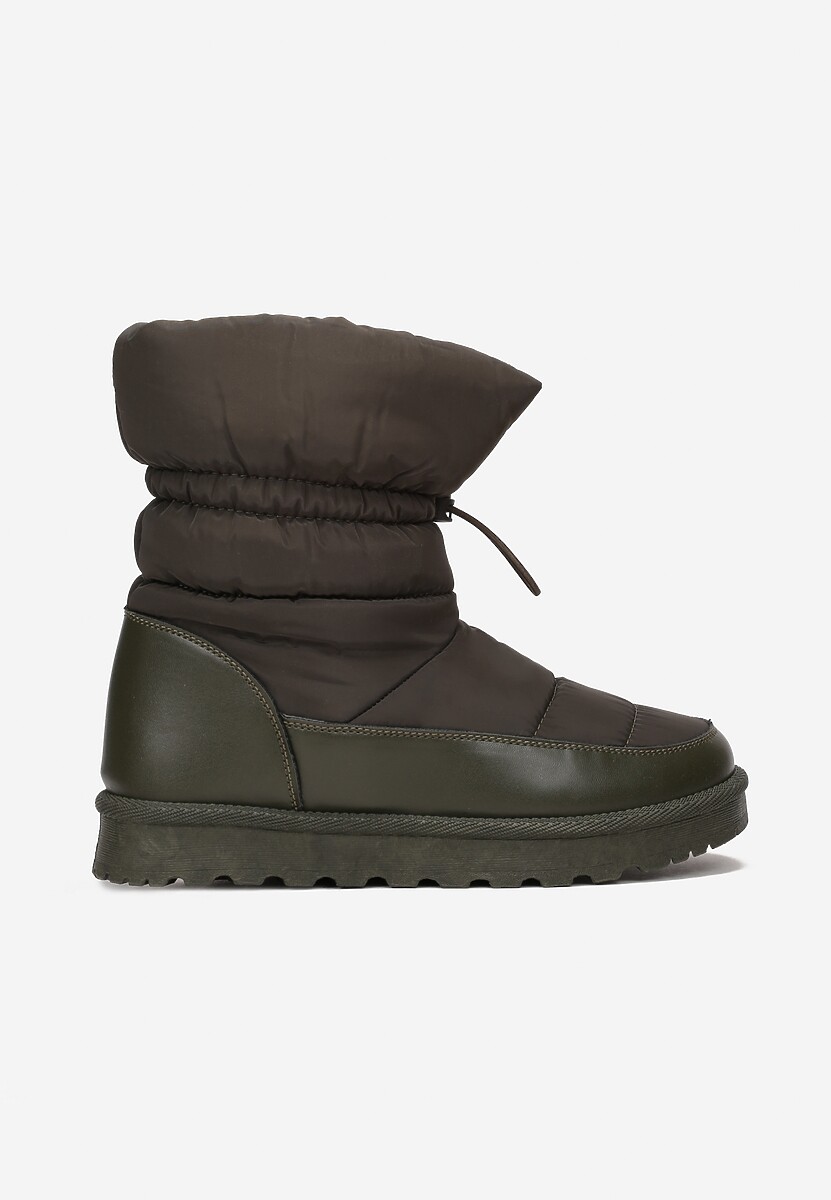 Zielone Pikowane Śniegowce z Troczkiem Pehn