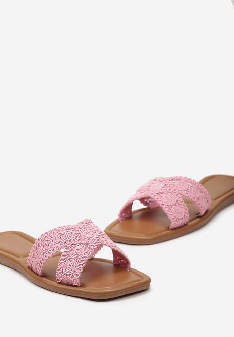 Różowe Klapki Ozdobione Plecionką Asgirta